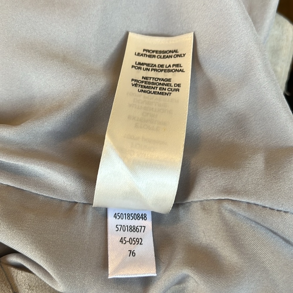 WhiteHouseaBlackMarket Light Gray Genuine Suede Jacket w/Fringe lace up Size L - Picture 16 of 17